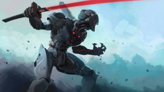 Robot sword redlight futuristic space - a robot free wallpaper