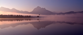 Lake mountains fog dock bernd - volumetric fog free wallpaper for desktop