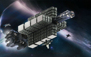 Space station aurora earth moon 2 - concept design art free wallpaper for desktop