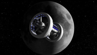 Space station moon blue light - sci fi free wallpaper