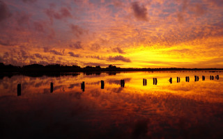 Sunset clouds reflection poles matte - free sunset wallpaper for desktop