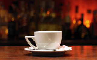 Coffee saucer spoon table blurry - medium free wallpaper