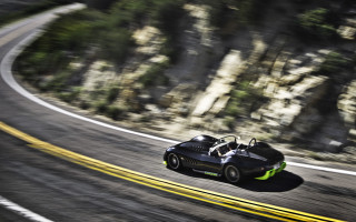 Black car winding road mountain - ed roth free wallpaper for desktop