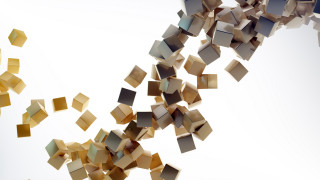 Flying cubes abstract 3d render - geometric abstract art free wallpaper for desktop