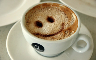 Coffee smiley foam morning hyperrealism - a smiley face free wallpaper