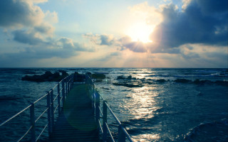 Pier ocean sunset clouds matte - arthur sarkissian free wallpaper