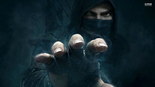 Man black hoodie hands up - his finger free wallpaper