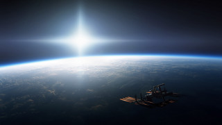 Space station earth sunlight beam - a space station in the middle of the earth free wallpaper