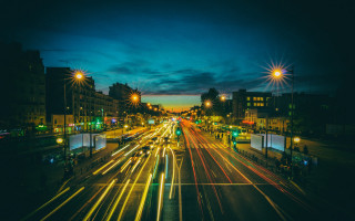City street night lights bridge - charles angrand free wallpaper