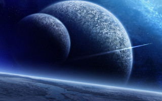 Planets blue background star space - a group of planets free wallpaper