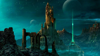 Fantasy castle green light distant - a fantasy scene free wallpaper