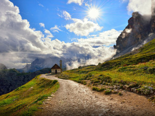 Dirt road hill church mountain - a church free wallpaper