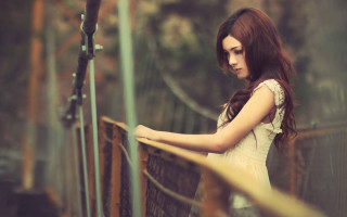 Woman bridge white dress bokeh - chen lin free wallpaper
