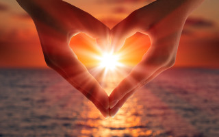 Heart hands sunset ocean flame - their hands in free wallpaper for desktop