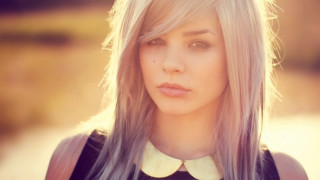 Blonde woman collared shirt photorealistic - blonde hair free wallpaper for desktop