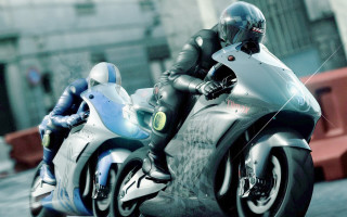 Man motorcycle city red fence - a red door free wallpaper