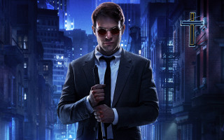 Man suit cross city night - neo free wallpaper for desktop