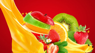 Fruit salad orange strawberry kiwi - strawberry free wallpaper for desktop