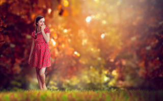 Woman red and white dress - dress free wallpaper for desktop