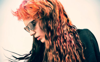 Woman long hair sunglasses cellphone - contemporary free wallpaper