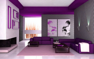 Living room purple furniture painting - free neon wallpaper for desktop