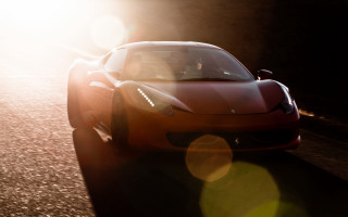 Red sports car street light - a street next free wallpaper