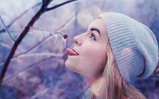 Woman beanie blowing bubbles forest - a forest of trees free wallpaper for desktop
