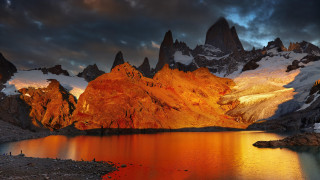 Mountain lake sunset clouds mystical - mystical color free wallpaper