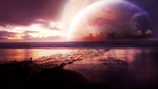 Planet sky beach matte mountain - a sky background and a person free wallpaper