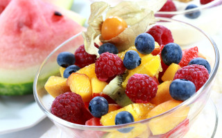 Bowl fruit watermelon raspberries melon - a bowl of fruit free wallpaper