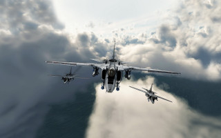 Fighter jets over ocean clouds - colin hayes free wallpaper