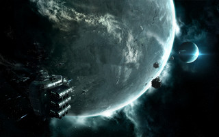 Space station planet star foreground - star citizen halo free wallpaper for desktop