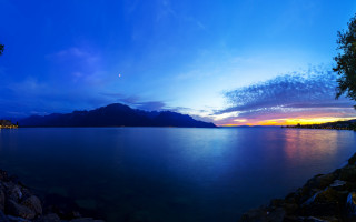 Lake mountain night blue sky - bernard meninsky free wallpaper