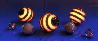 Shiny balls blue surface red - kinetic free wallpaper