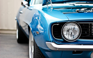 Blue mustang garage hood up 4 - a blue mustang mustang free wallpaper