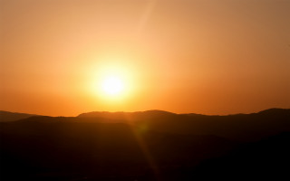 Sunset bird mountains orange sky - sun free wallpaper for desktop