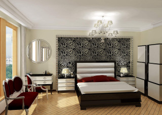 Bedroom with bed interior design 29 - modern free wallpaper