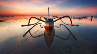Sunset boat water illustration dusk - saturated free wallpaper