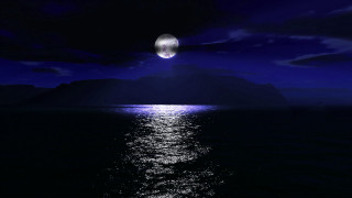 Full moon ocean night mountain - moonlight free wallpaper for desktop