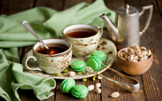 Tea cups cookies teapot food - a plate free wallpaper