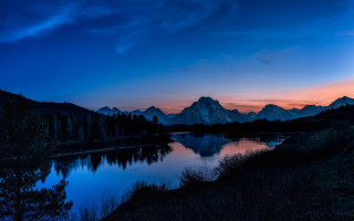 Lake mountains sunset pink sky 2 - ansel adams free wallpaper