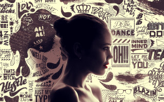 Woman ponytail graffiti wall silhouette - a ponytail free wallpaper for desktop