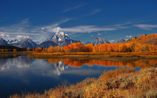 Lake mountains autumn leaves sunset - ansel adams free wallpaper for desktop