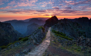Mountain path sunset view nature - auseklis ozol free wallpaper