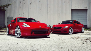 Red sports cars front building - anthony s waters free wallpaper