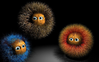 Three balls eyes hair shadow - ultra realistic digital art free wallpaper