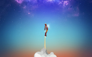 Sky man star aurora fireworks - poster art free wallpaper for desktop