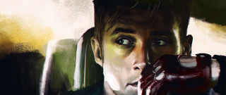 Man holding cellphone blood dripping - a painting of a man holding free wallpaper