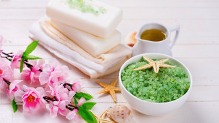 Seaweed tea flowers white table - a bowl free wallpaper