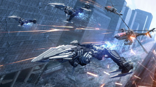 Futuristic fighter jets city skyline - a futuristic city in the background free wallpaper